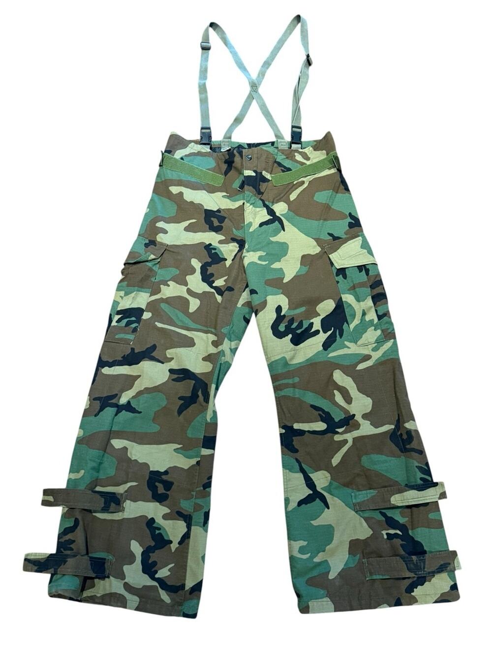 Genuine Military Camouflage Cargo Pants Adjustable Suspenders - Medium Regular
